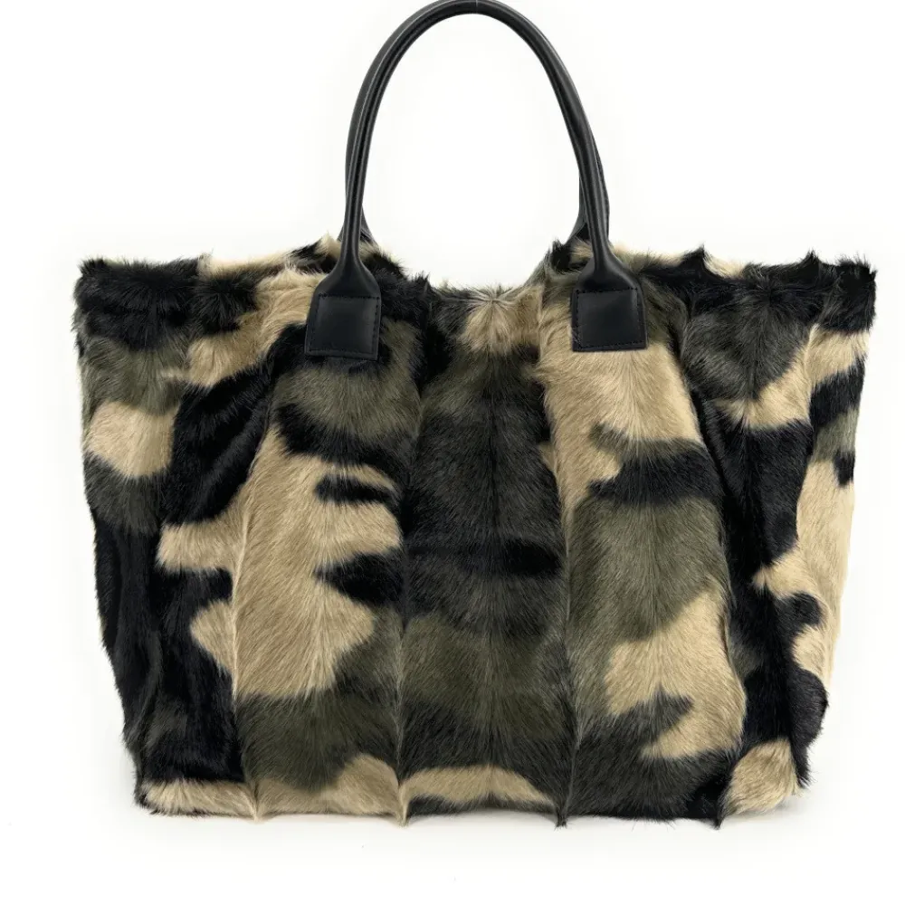 OH MY BAG Sacs En Peluche, Fausse Fourrure-Sac cabas shopping XL en fausse fourrure et cuir TABBY