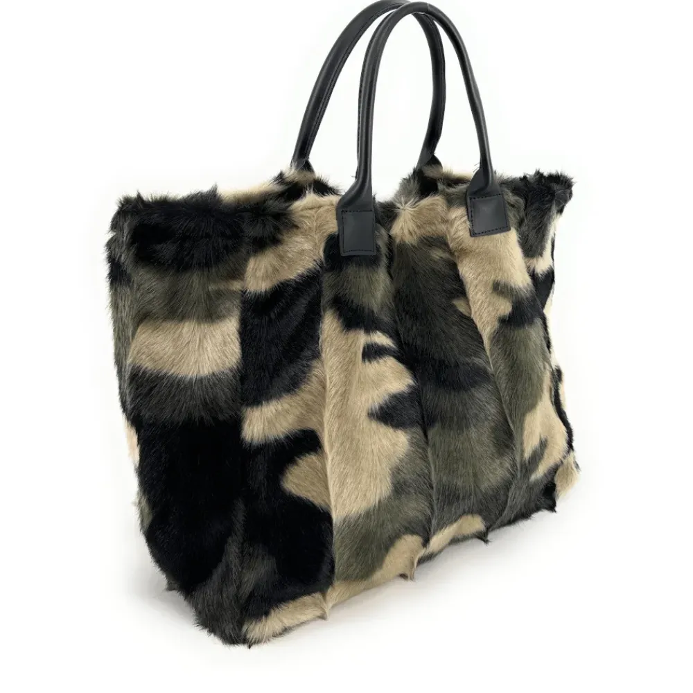 OH MY BAG Sacs En Peluche, Fausse Fourrure-Sac cabas shopping XL en fausse fourrure et cuir TABBY