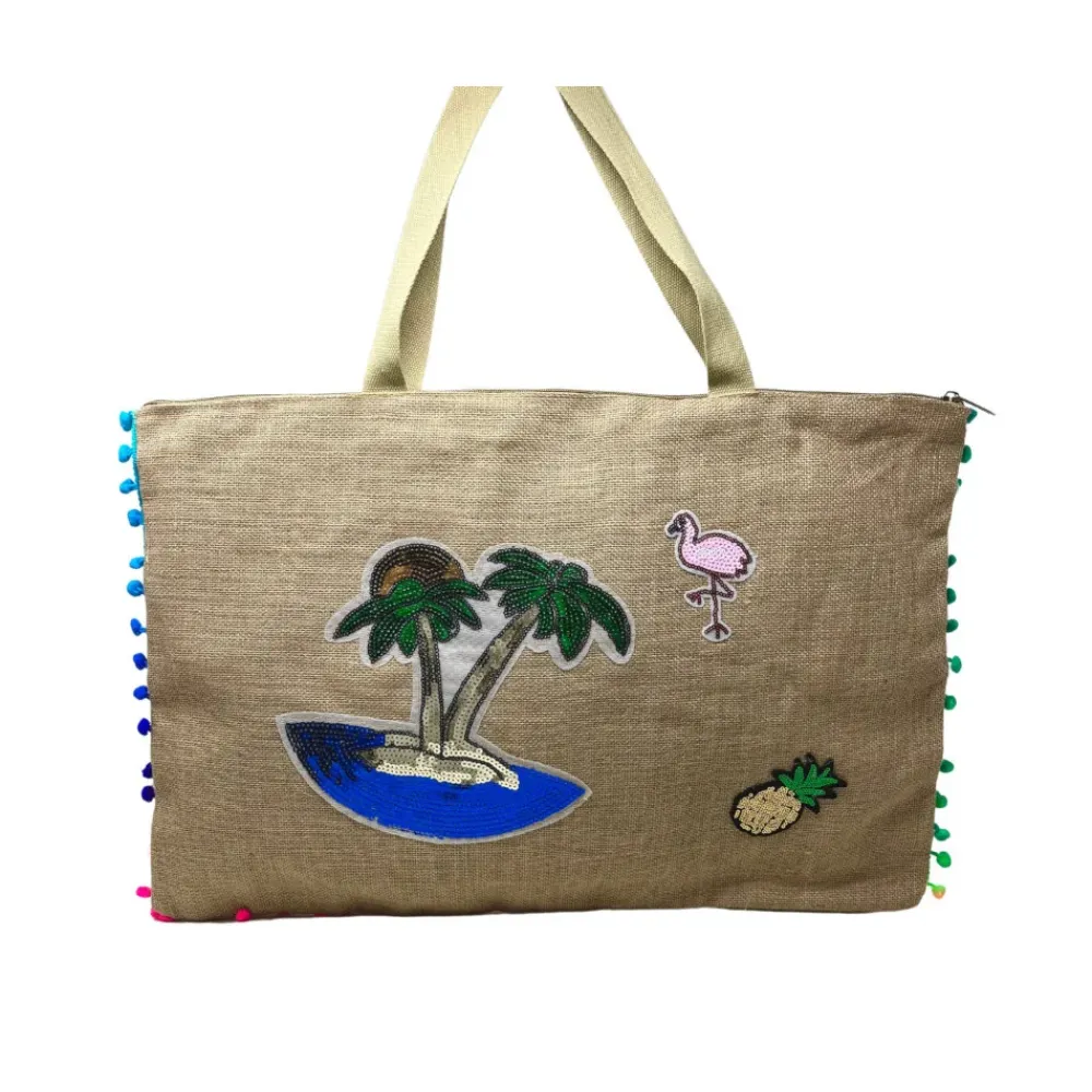 OH MY BAG Sacs Vegan-Sac de plage en toile de jute ATOLL ARI naturel