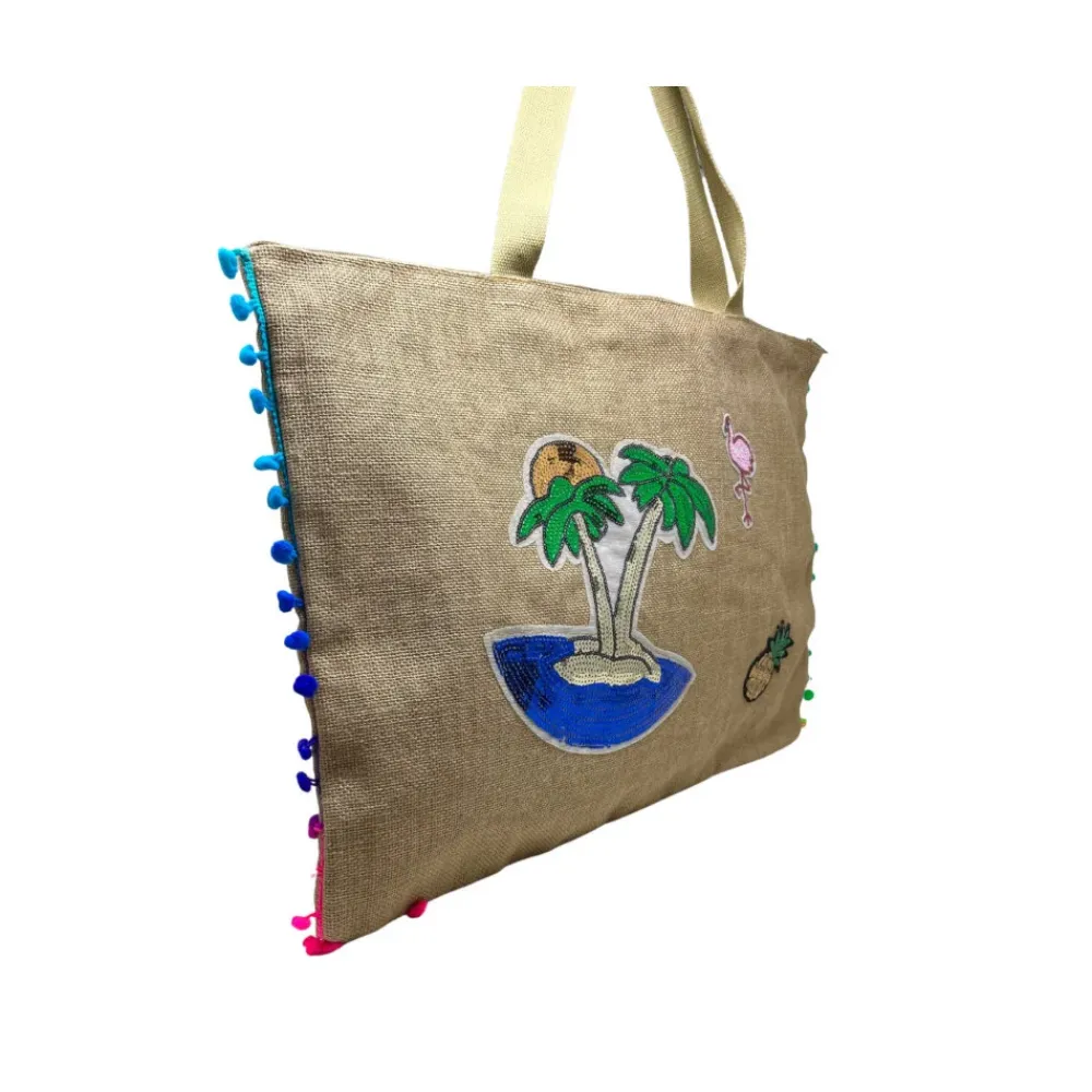 OH MY BAG Sacs Vegan-Sac de plage en toile de jute ATOLL ARI naturel