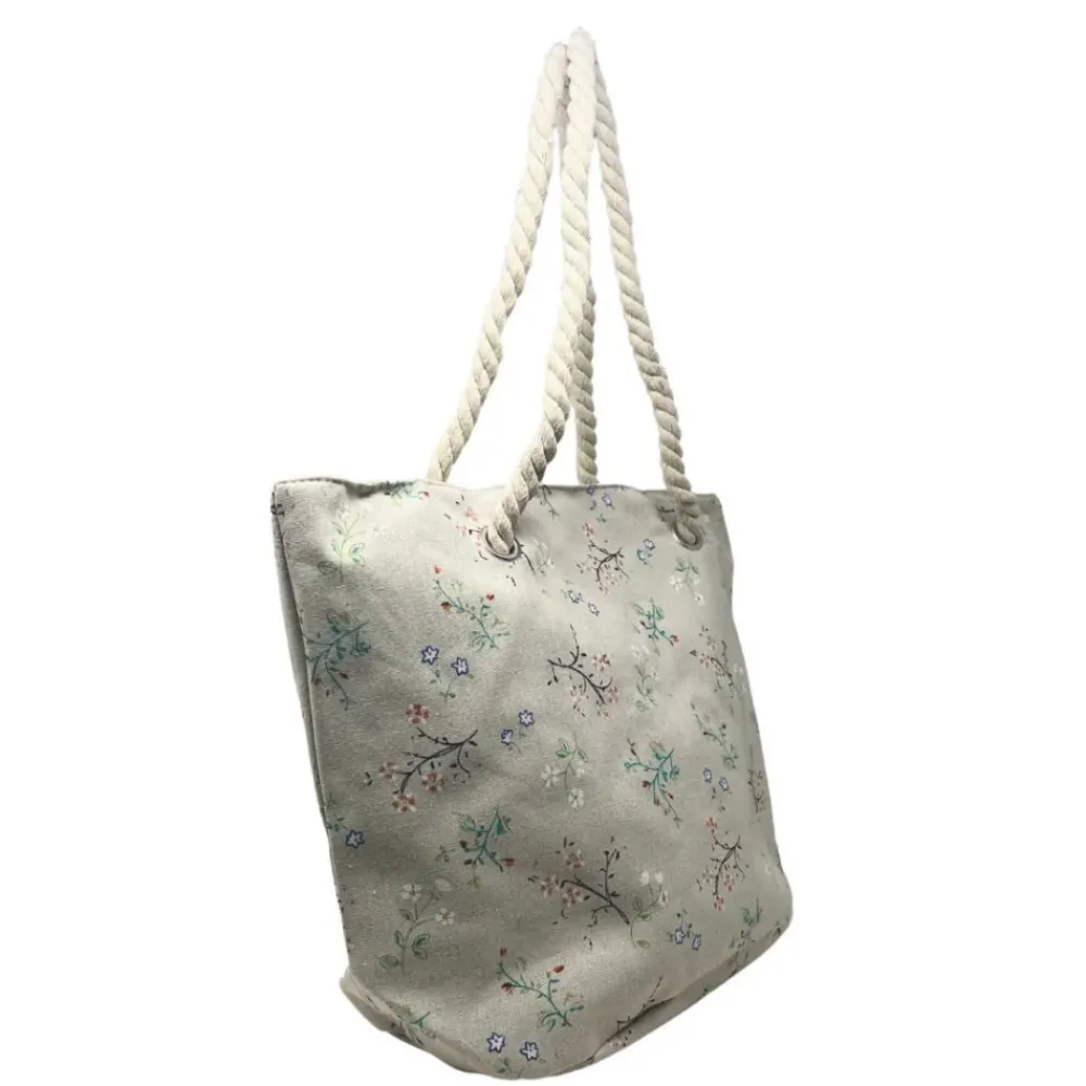 OH MY BAG Sacs Vegan-Sac de plage en toile PLAYA floral beige