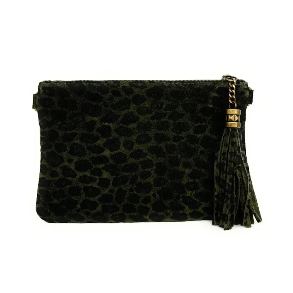 OH MY BAG Pochettes Et Trousses-Sac pochette en cuir nubuck à motif MORGANE JUNGLE