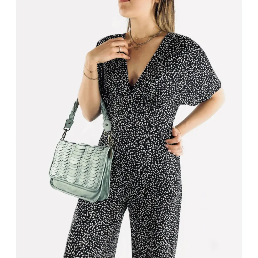 OH MY BAG Sacs En Cuir Tressé-Sac pochette en cuir vintage MISS NAMI celadon
