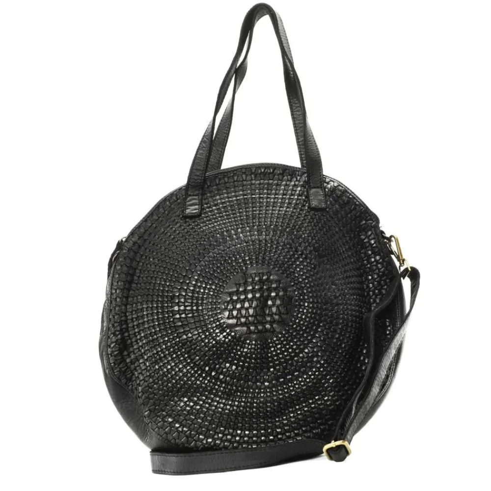 OH MY BAG Sacs En Cuir Tressé-Sac rond porté épaule en cuir vintage MISS JLO
