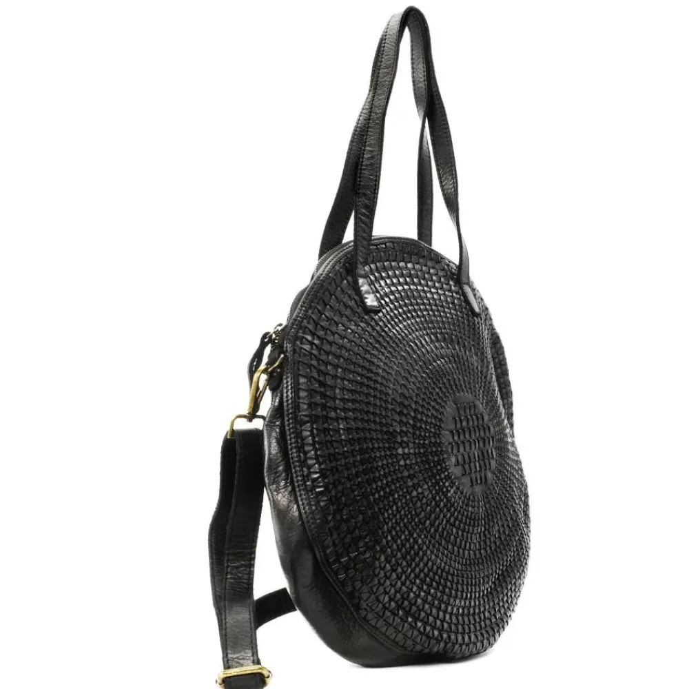 OH MY BAG Sacs En Cuir Tressé-Sac rond porté épaule en cuir vintage MISS JLO
