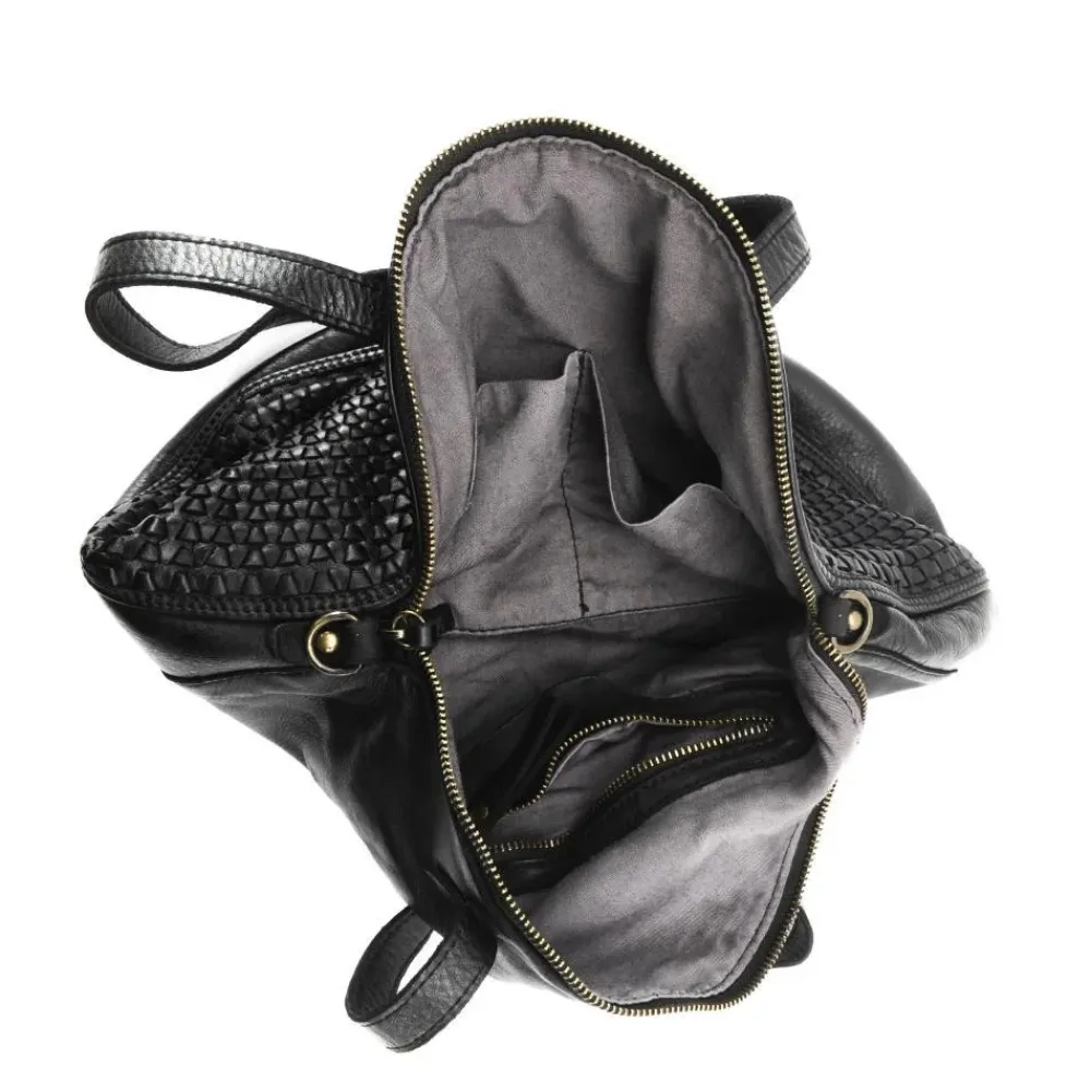 OH MY BAG Sacs En Cuir Tressé-Sac rond porté épaule en cuir vintage MISS JLO