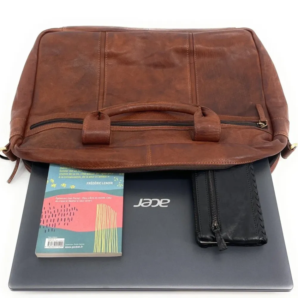 OH MY BAG Sacs Pochettes Ordinateurs Et Tablettes-Sac sacoche à bandoulière en cuir souple vintage ASTON