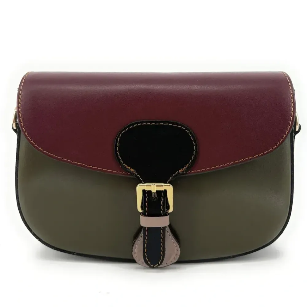 OH MY BAG Sacs En Cuir Lisse-Sac trotteur en cuir lisse ONLY MADDY Bordeaux et Kaki unique