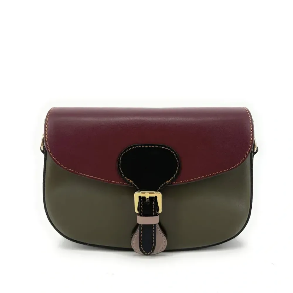 OH MY BAG Sacs En Cuir Lisse-Sac trotteur en cuir lisse ONLY MADDY Bordeaux et Kaki unique