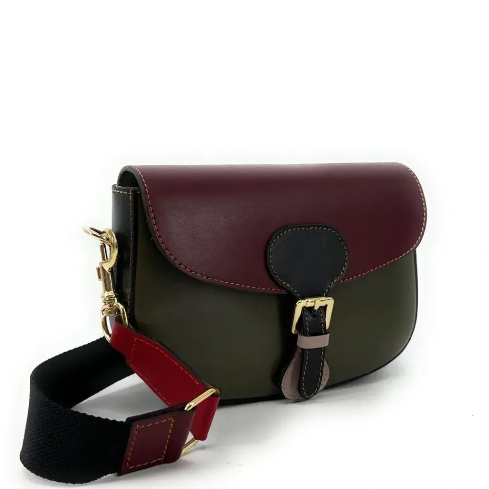 OH MY BAG Sacs En Cuir Lisse-Sac trotteur en cuir lisse ONLY MADDY Bordeaux et Kaki unique