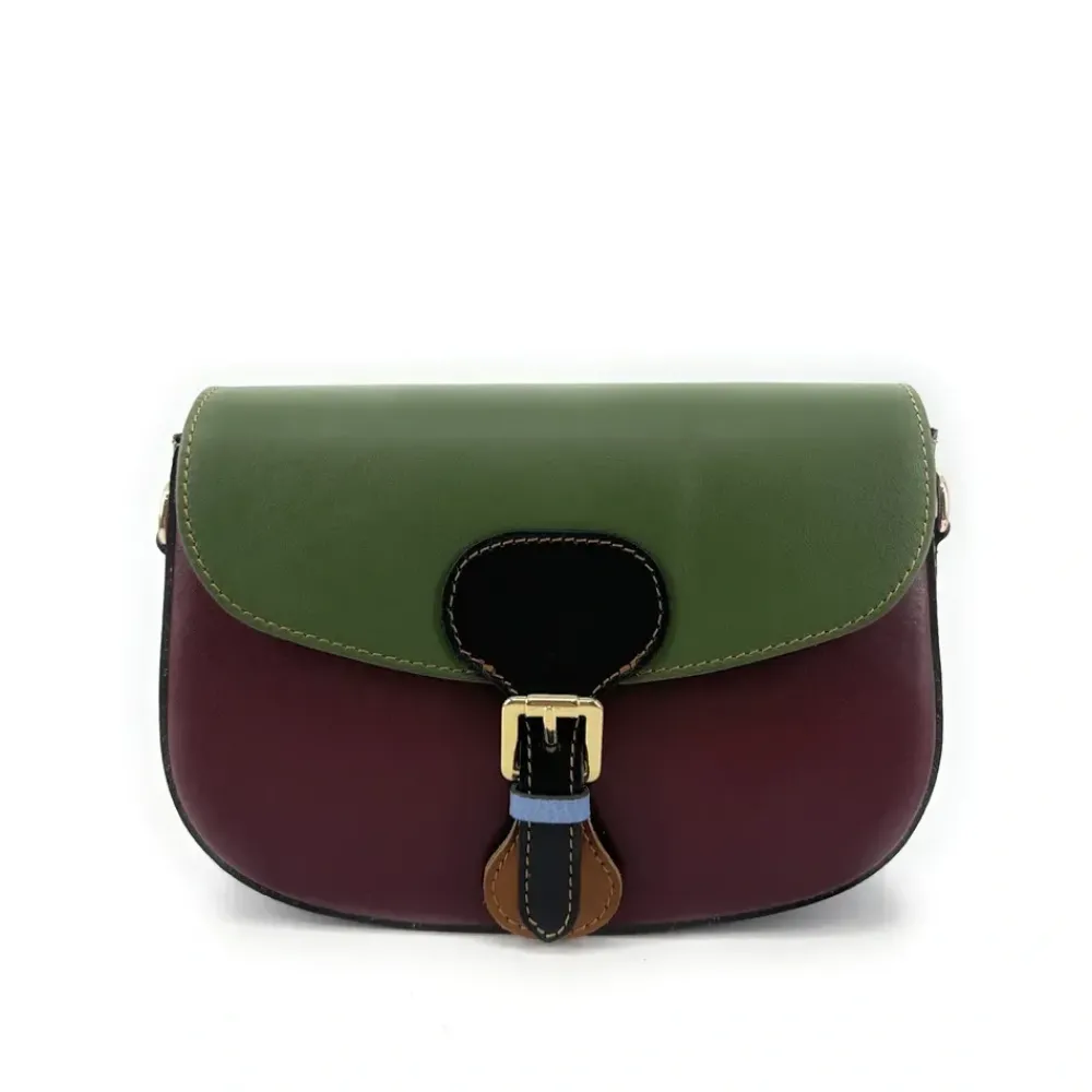 OH MY BAG Sacs En Cuir Lisse-Sac trotteur en cuir lisse ONLY MADDY Vert et Bordeaux unique