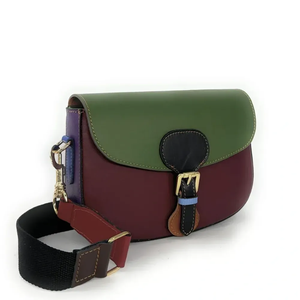 OH MY BAG Sacs En Cuir Lisse-Sac trotteur en cuir lisse ONLY MADDY Vert et Bordeaux unique