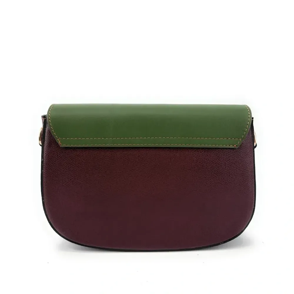 OH MY BAG Sacs En Cuir Lisse-Sac trotteur en cuir lisse ONLY MADDY Vert et Bordeaux unique