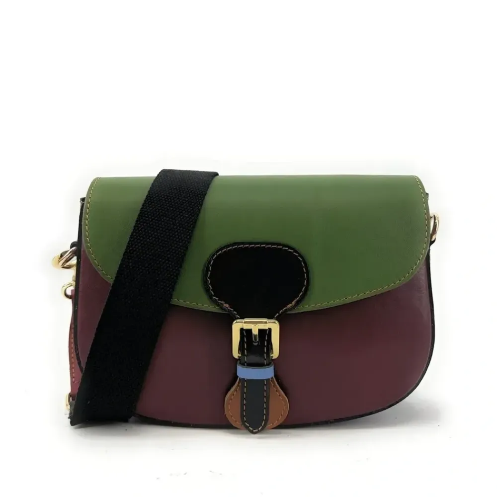 OH MY BAG Sacs En Cuir Lisse-Sac trotteur en cuir lisse ONLY MADDY Vert et Bordeaux unique