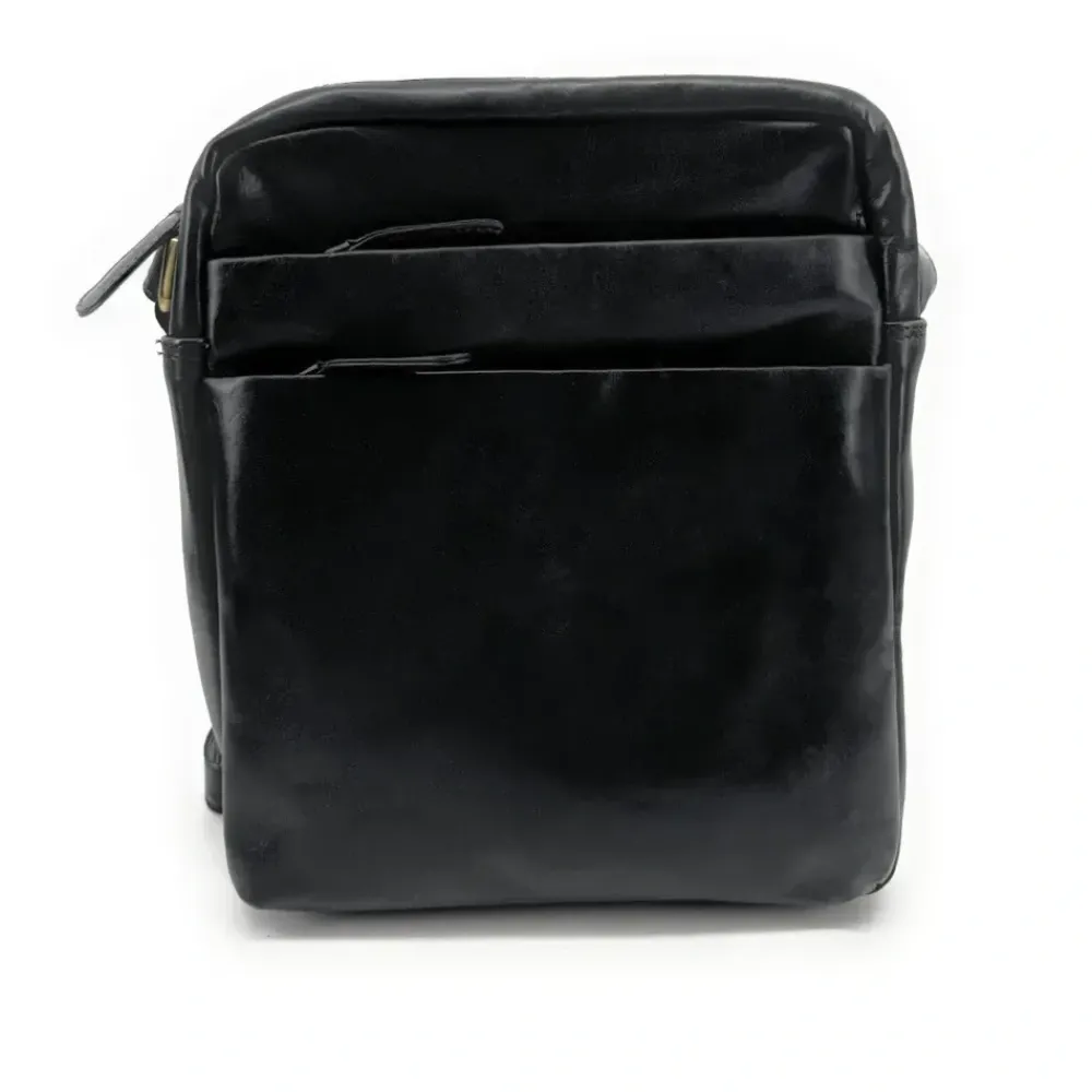 OH MY BAG Sacs En Cuir Lisse-Sacoche homme à bandoulière en cuir lisse GASPAR IN BLACK noir