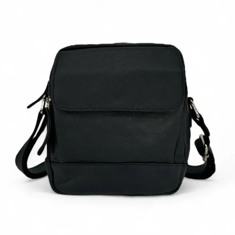 OH MY BAG Sacs En Cuir Lisse-Sacoche homme à bandoulière en cuir lisse KID noir