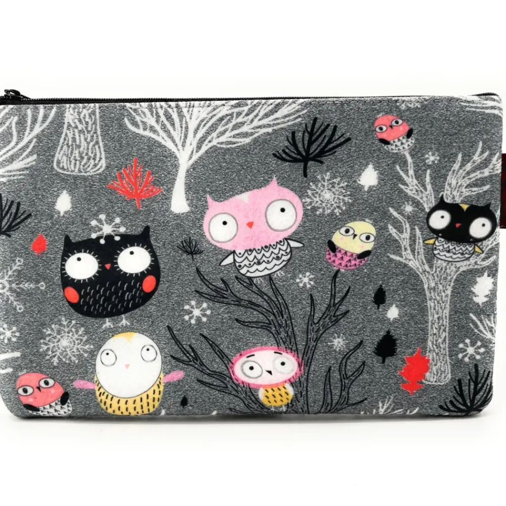 OH MY BAG Pochettes Et Trousses-Trousse en feutrine écologique imprimée BUBO gris clair