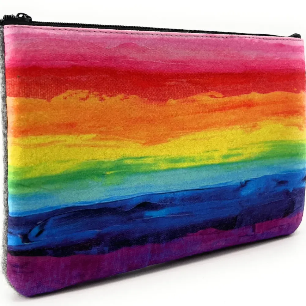 OH MY BAG Pochettes Et Trousses-Trousse en feutrine écologique imprimée COLORFULL gris clair