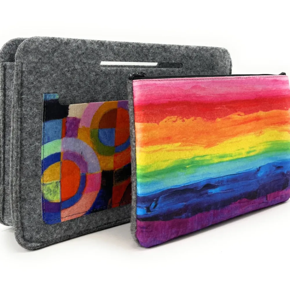 OH MY BAG Pochettes Et Trousses-Trousse en feutrine écologique imprimée COLORFULL gris clair