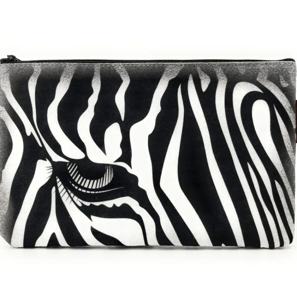 OH MY BAG Pochettes Et Trousses-Trousse en feutrine écologique imprimée ZEBRA gris clair