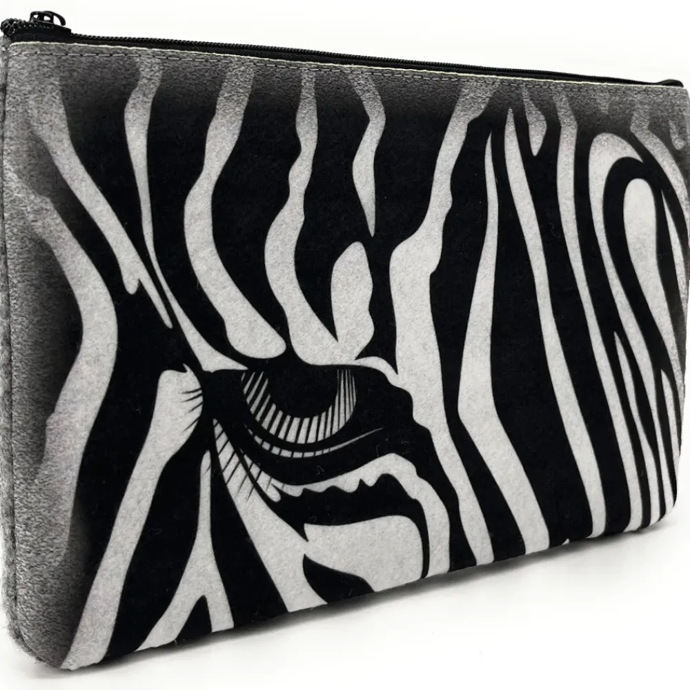 OH MY BAG Pochettes Et Trousses-Trousse en feutrine écologique imprimée ZEBRA gris clair